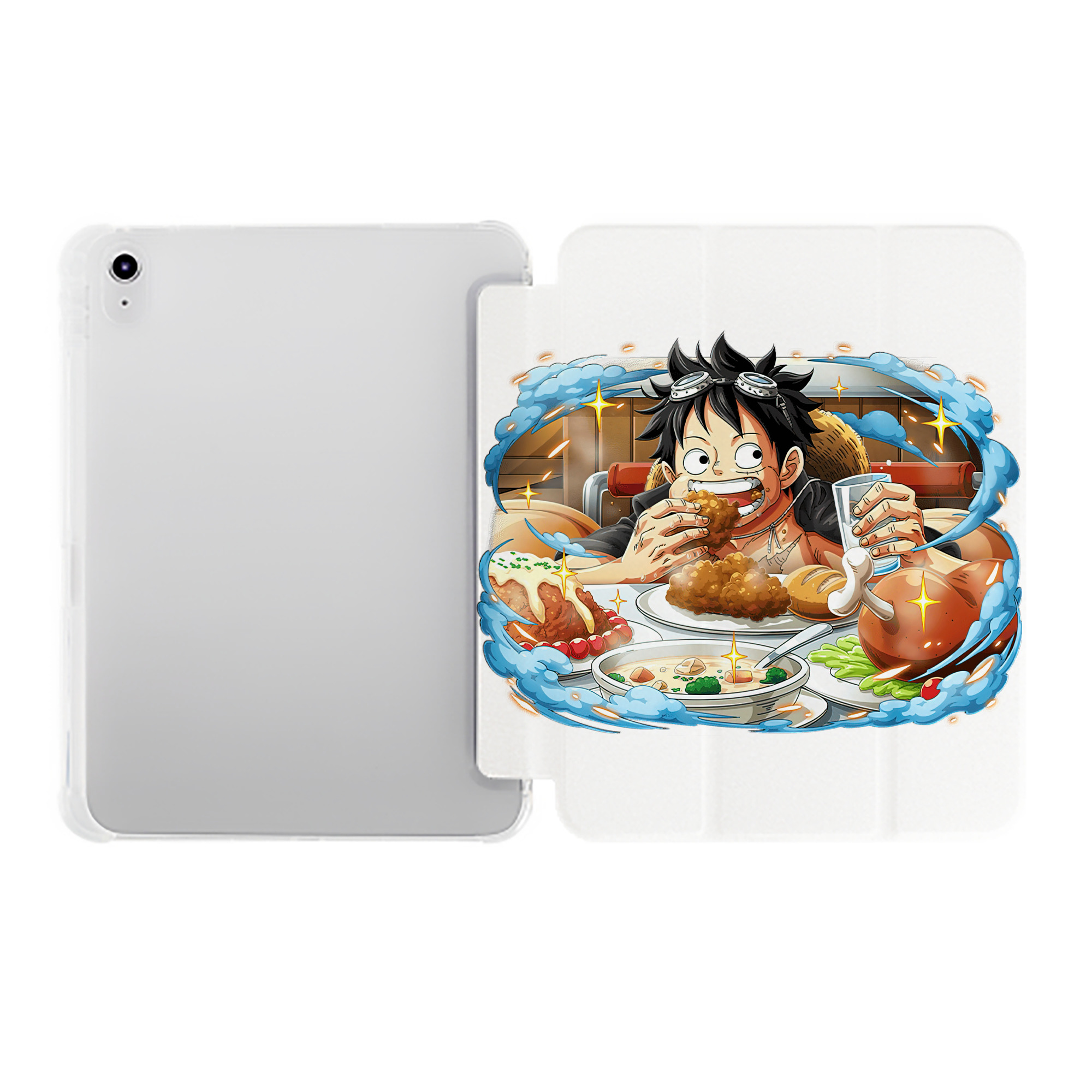 （画像用） ワンピース モンキー・D・ルフィ ONE PIECE Monkey D. Luffy IPad ケース ペン収納付き 三つ折りスタンド PUレザー×シリコン 対応機種9.5/10.5/10.9インチ